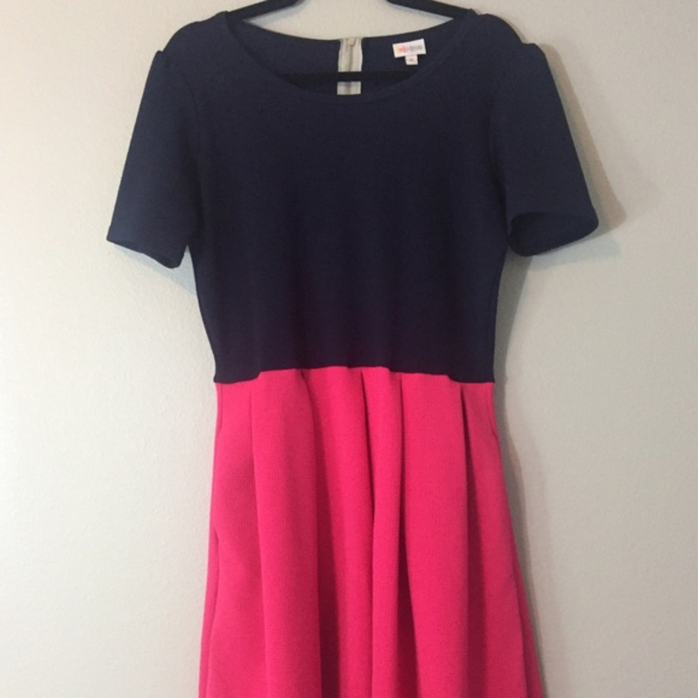 LuLaRoe XL Navy and Pink Amelia